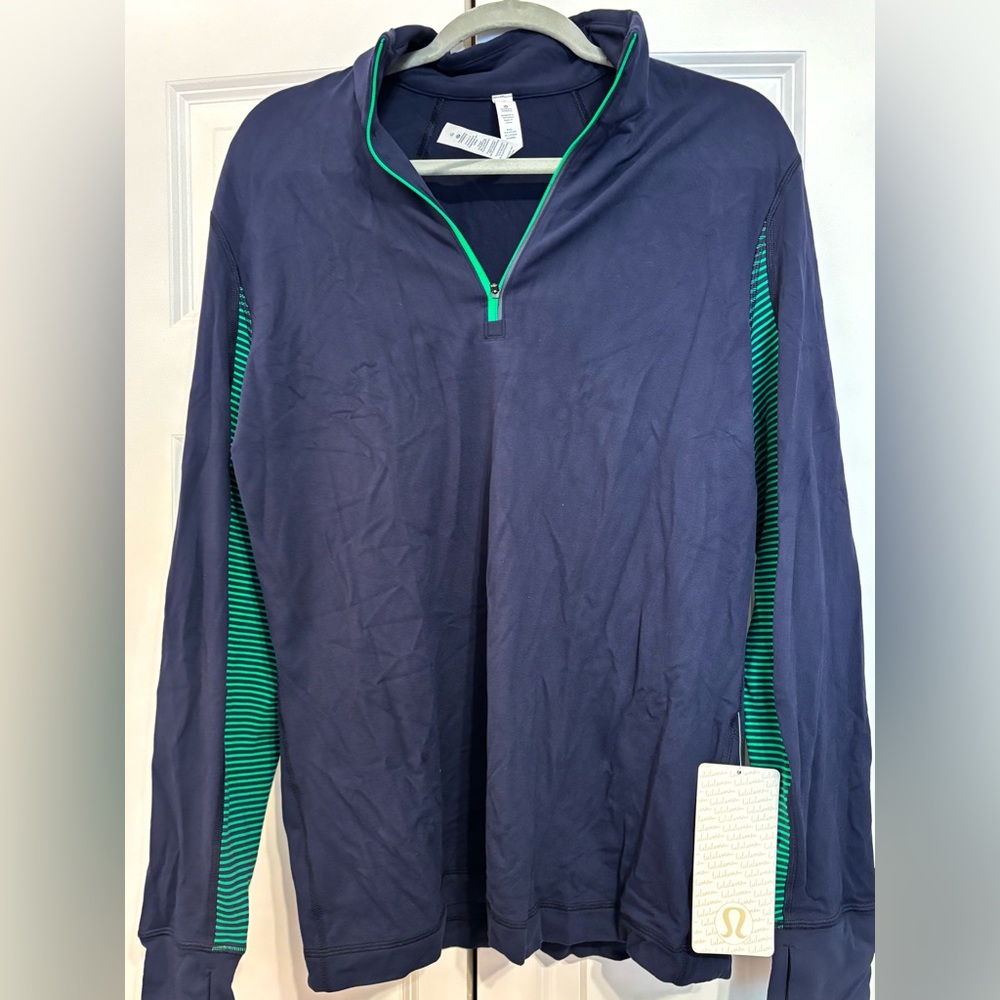 lululemon athletica Navy and Green Men's Sweater